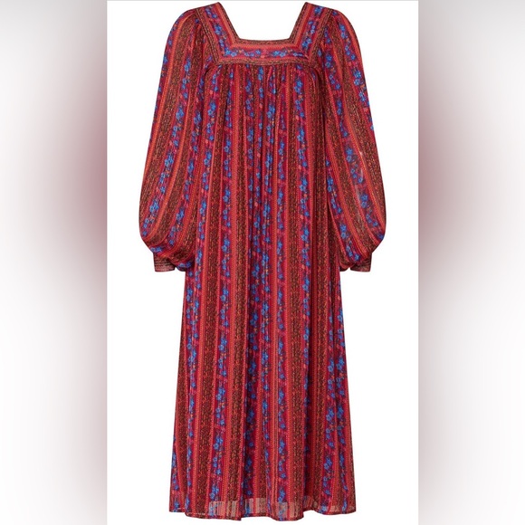 Elegant Red and Blue Women's Dress - Picture 3 of 5